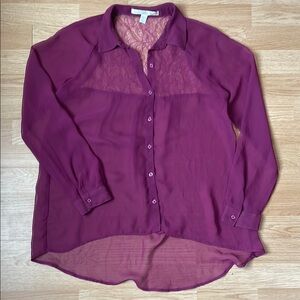 Women's Maroon Sheer Blouse